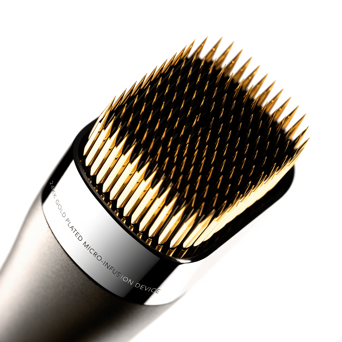 Close-up of 24K gold-plated micro-needle technology