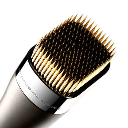 Close-up of 24K gold-plated micro-needle technology