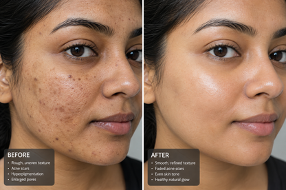 Before and after skin transformation with Oorvia