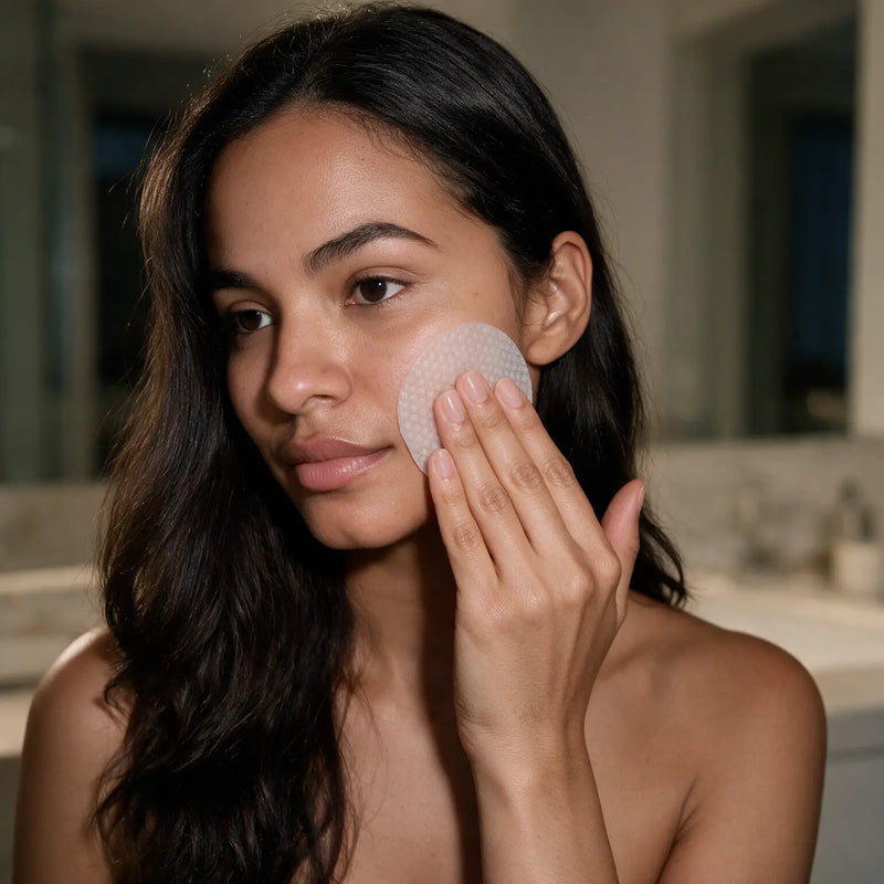 Sweeping a NIVARA pad across the cheek