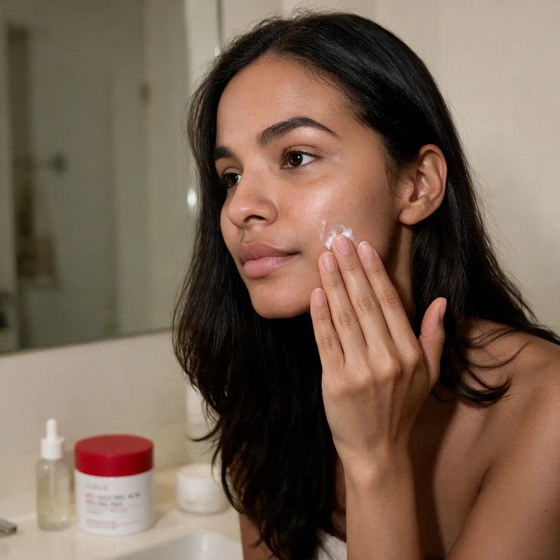 Applying moisturiser over the treated skin